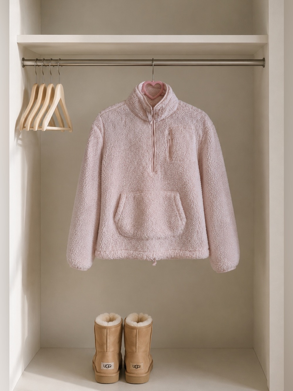 🐻❄️🩰 Baby Pink Sherpa Pullover XL